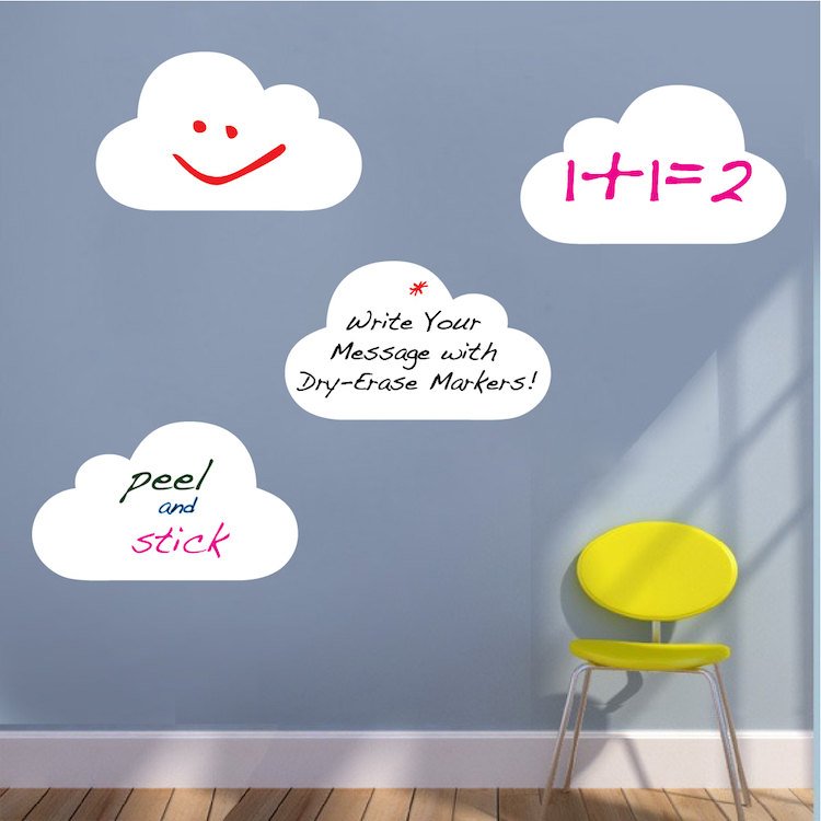 Writeable Clouds Dry Erase Wall Decal Mural Productive Kids Removable Decor Wall Sticker, b84