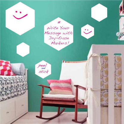 Writeable Dry Erase Hexagon Wall Decal Mural Productive Office Removable Decor Wall Sticker, b85