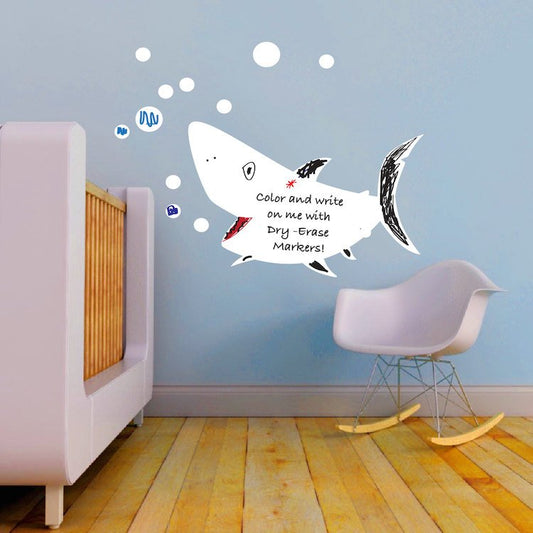 Dry Erase Shark Writable Kids Room Wall Decal Mural Ocean Animal Removable Decor Wall Sticker, b74