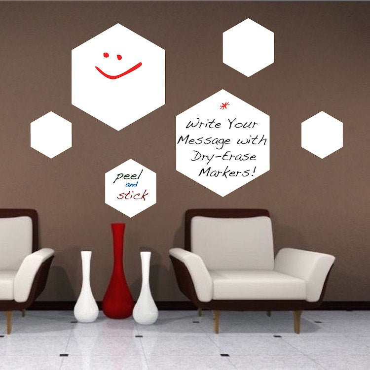 Writeable Dry Erase Hexagon Wall Decal Mural Productive Office Removable Decor Wall Sticker, b85