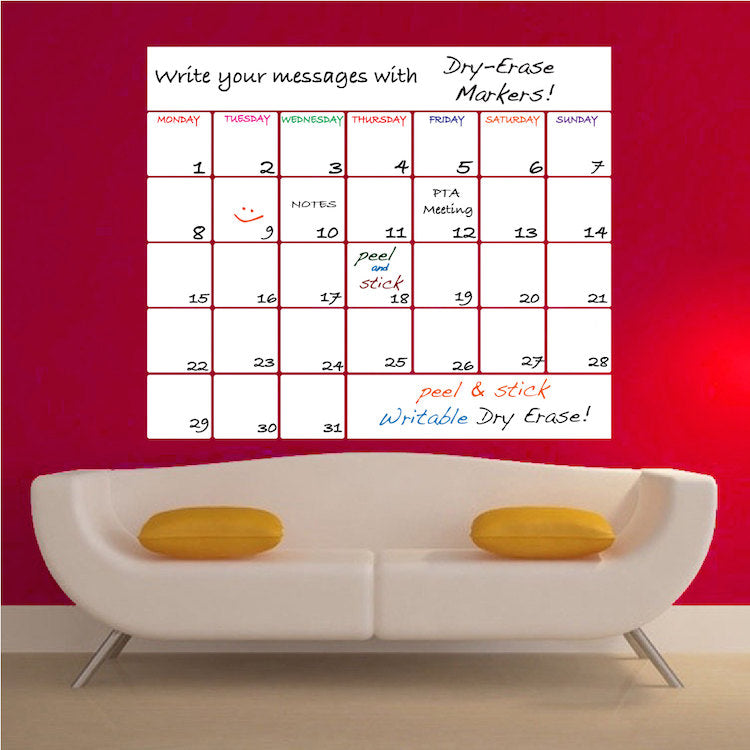 Monthly Dry Erase Wall Decal Mural Productive Office Removable Decor Wall Sticker, b77