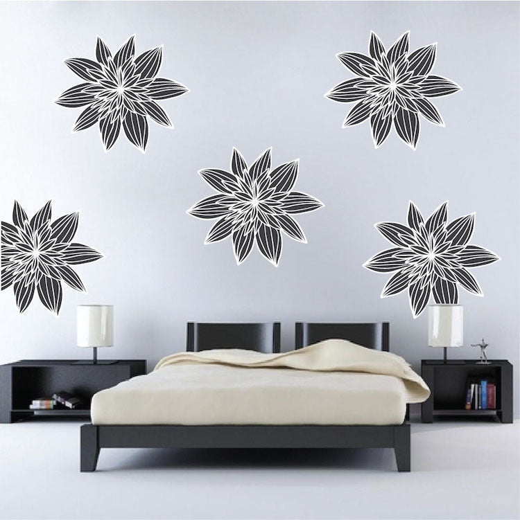 Flowers Wall Decal Fancy Flower Bedroom Wallpaper Large Flower Wall Sticker, d50