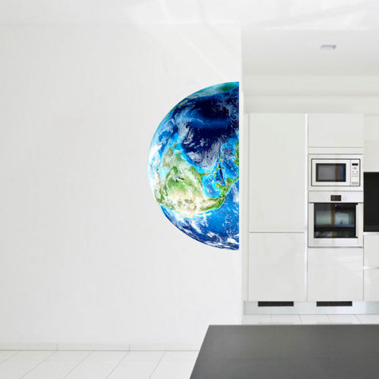 Half Earth Wall Decal Mural Kids Room Wall Sticker Bedroom Apartment Decor Removable Wall Decor, c21