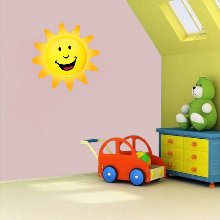 Happy Sun Wall Decal Mural Kids Room Face Sticker Bedroom Apartment Decor Removable Wall Decor, c30