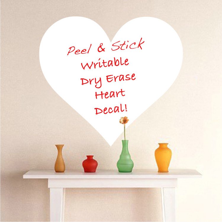 Heart Dry Erase Wall Decal Mural Productive Kids Writable Removable Decor Wall Sticker, b81