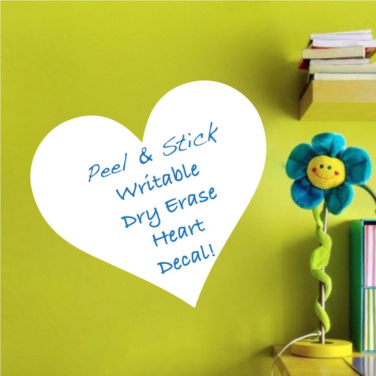 Heart Dry Erase Wall Decal Mural Productive Kids Writable Removable Decor Wall Sticker, b81