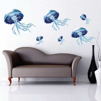 Jellyfish Wall Decal Animal Decor Ocean Sea Life Stickers Removable Wall Jelly Fish, d19