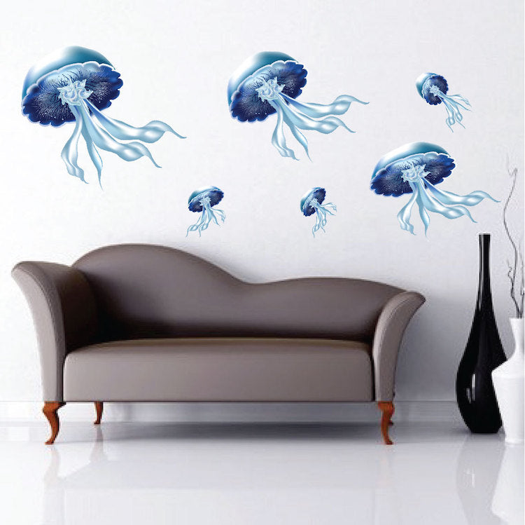 Jellyfish Wall Decal Animal Decor Ocean Sea Life Stickers Removable Wall Jelly Fish, d19