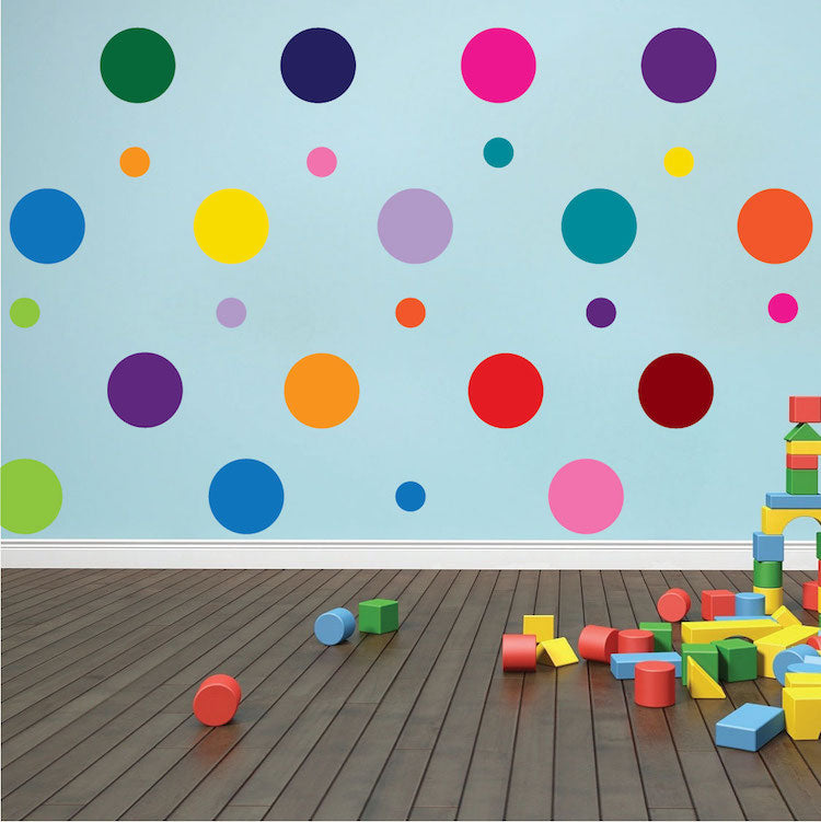 Colorful Dots Wall Decal Kids Room Colors Decor Removable Dot Customizable Wall Stickers, d11
