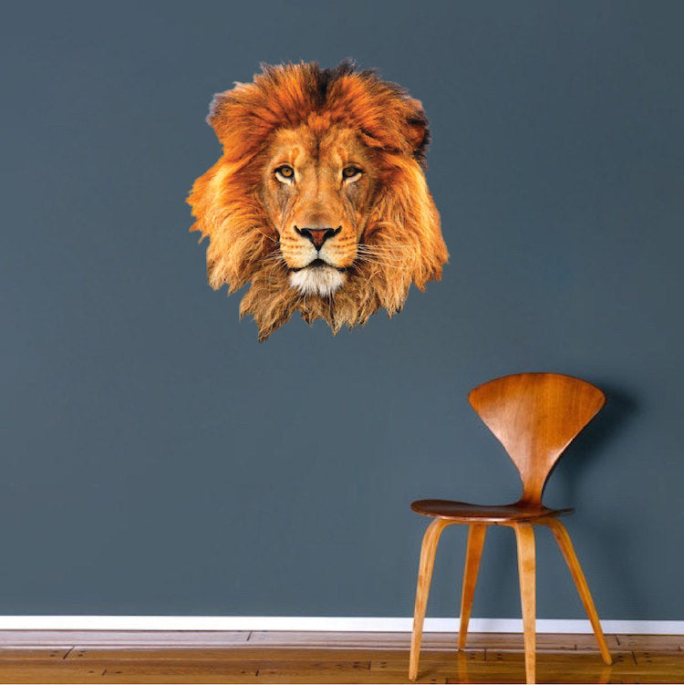 Lion Head Wall Decal Wild Animal Wall Decor Mural Sticker Bedroom Color Apartment Wall Art, b91