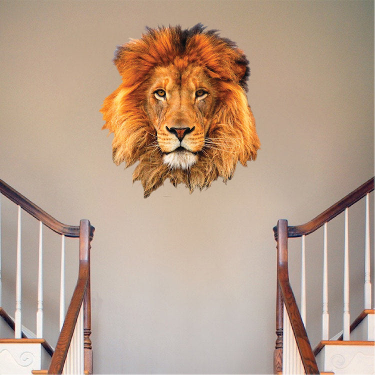 Lion Head Wall Decal Wild Animal Wall Decor Mural Sticker Bedroom Color Apartment Wall Art, b91