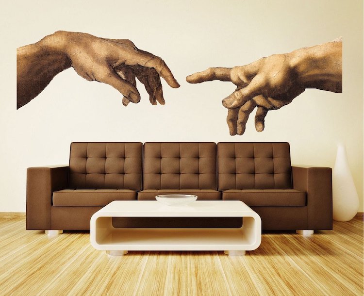 Michelangelo Hands Wall Decal Sistine Chapel Wall Art Renaissance Sticker Bedroom Wall Decor, a55