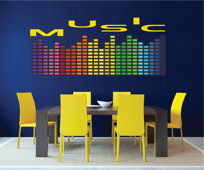 Music Wall Decal Sticker for Dorm Room Musical Bars Wall Mural Removable Music Art, a36