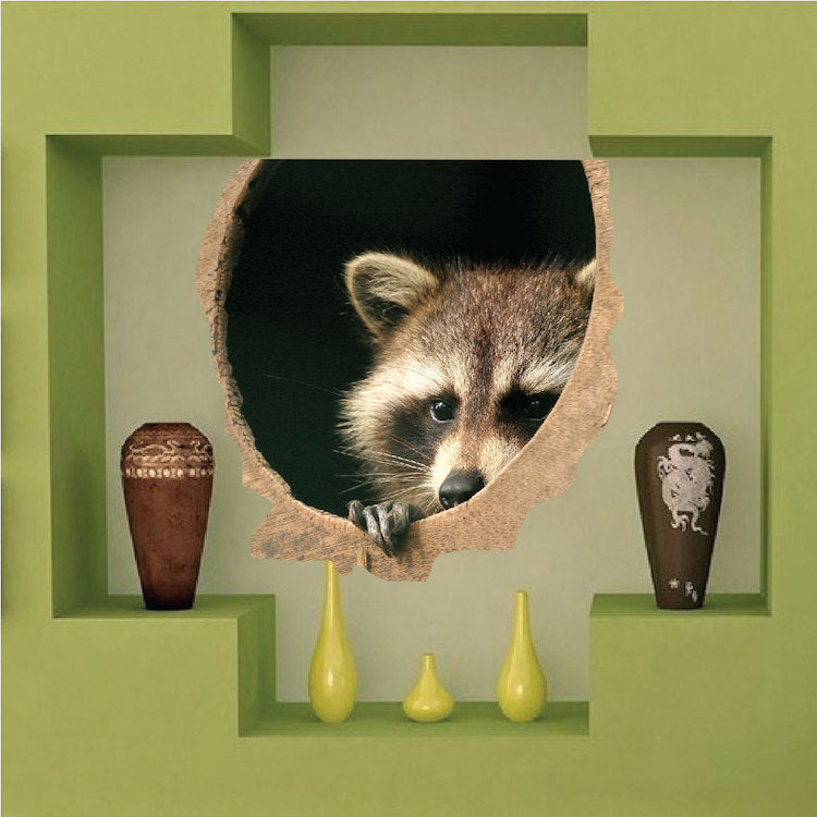 Raccoon Wall Decal Wild Animal Wall Decal Mural Sticker Bedroom Apartment Wall Decal, a39