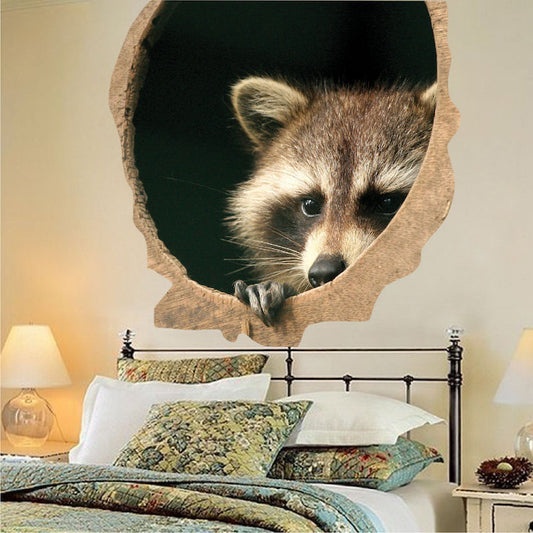 Cute Raccoon Vinyl Decal – Removable Indoor & Outdoor Animal Wall Sticker