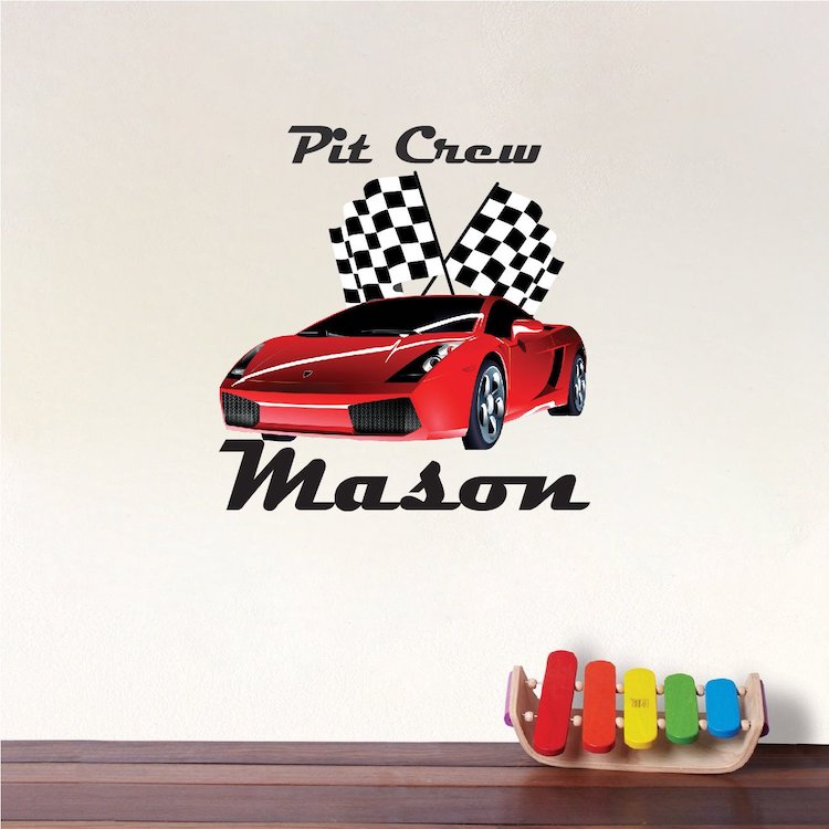 Race Car Personalized Boys Room Decal With Name Exotic Car Custom Name Wall Decal, e33