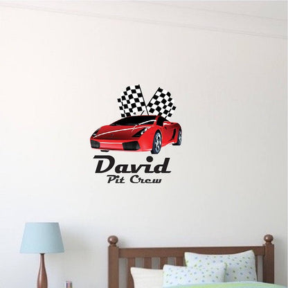 Race Car Wall Decal with Name