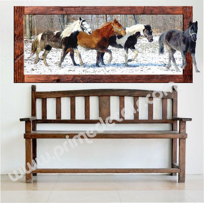 Running Horses Wall Decal Snow Animal Four Horse Wall Decal Mural Sticker Bedroom Apartment, a50