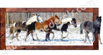 Running Horses Wall Decal Snow Animal Four Horse Wall Decal Mural Sticker Bedroom Apartment, a50