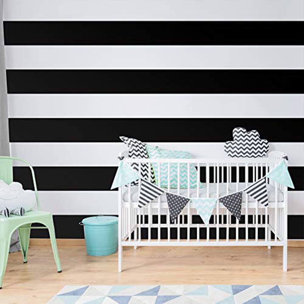 Black 6" Wide Stripe Decal Roll Black Wall Tape Black Peel and Stick Striped Wall Decal, a99