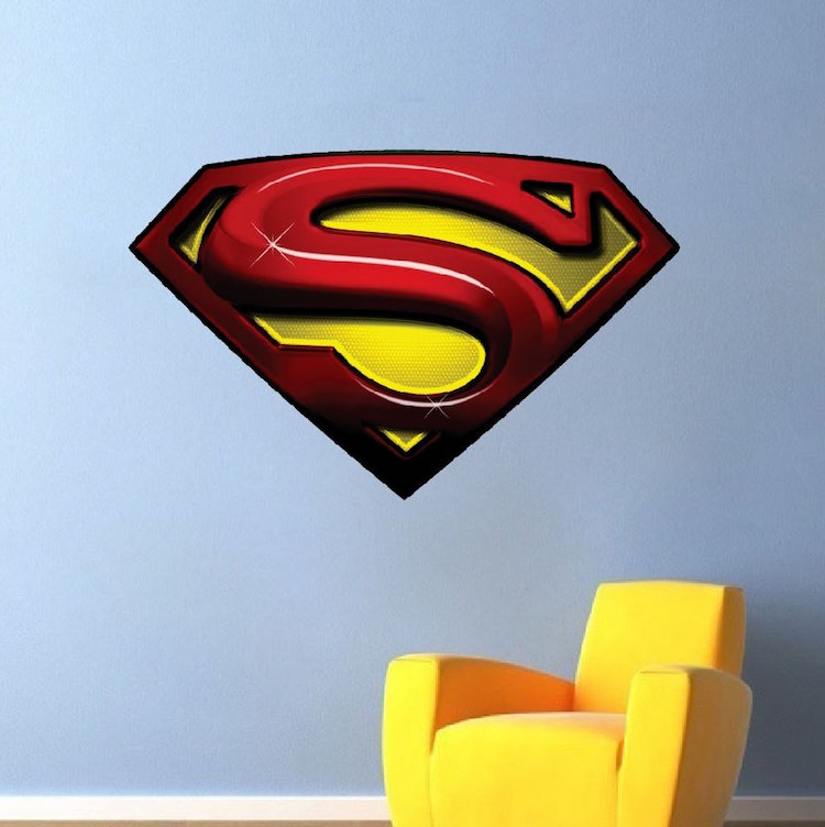 Kids Room Superhero Logo Wall Decal Wall Art Kids Hero Bedroom Wall Decor, a48