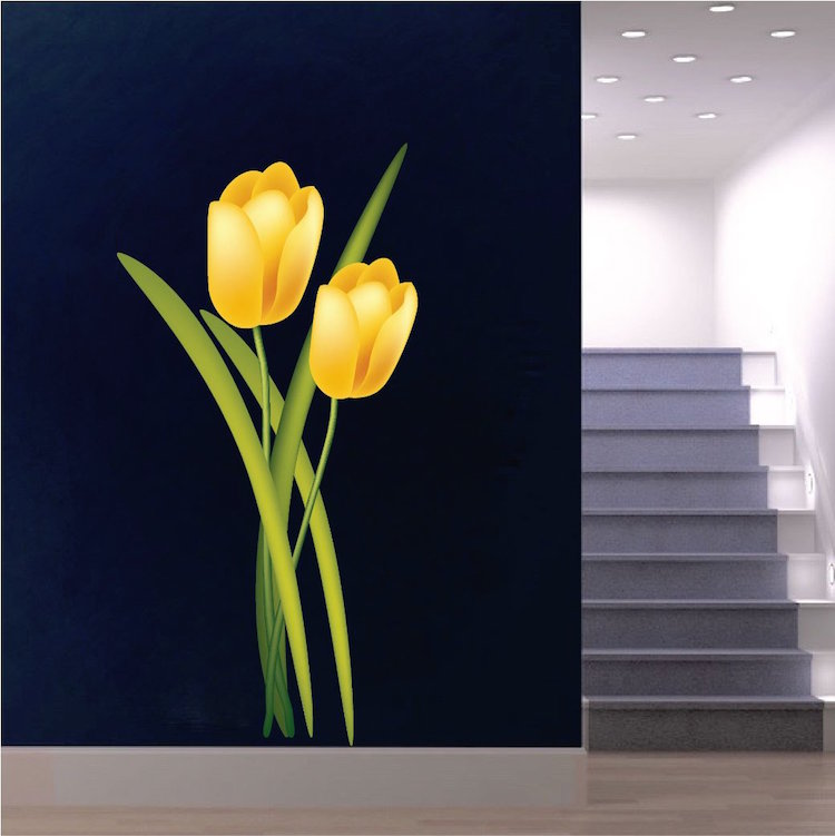 Custom Large Tulip Flower Wall Decal Bedroom Flowers Wall Decal Office Wall Decal, c39